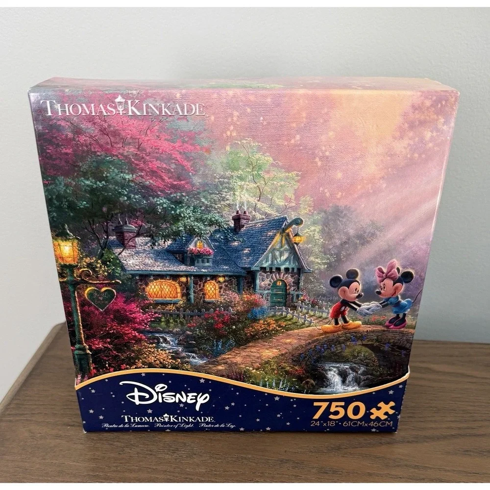 Disney Thomas Kinkade Mickey Minnie Sweet‎ Bridge 750pc Puzzle 24x18 Disney Art